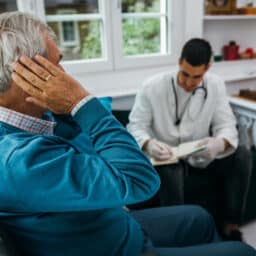 Senior man with ear pain